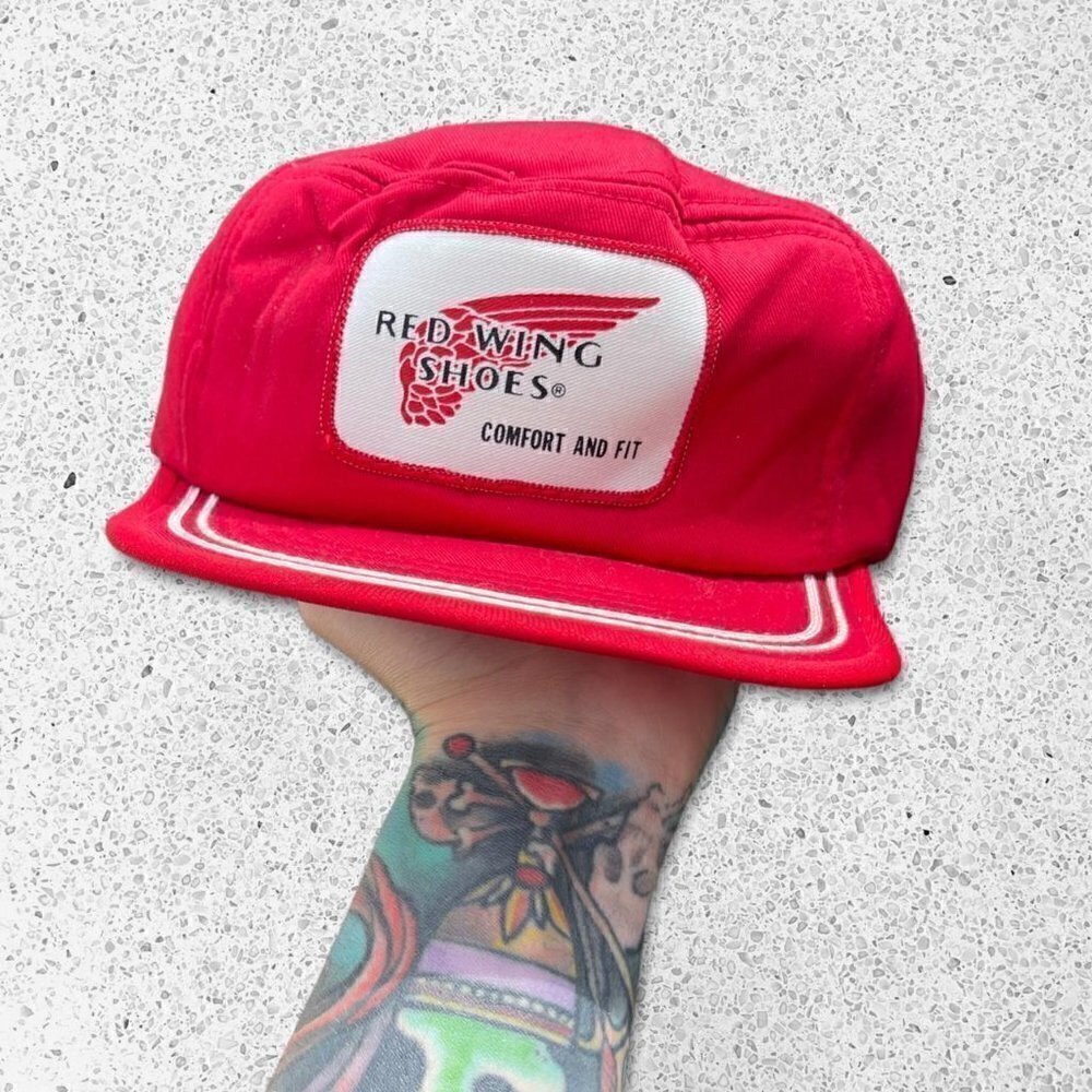 Vintage red wing boots rare trucker hat red white true vintage grail - Picture 1 of 5